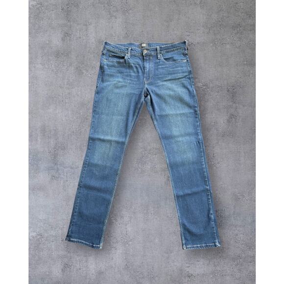 Paige Lennox Denim Jeans Straight Fit Dark Blue Mens Size 36x31 Stretch USA - Picture 1 of 10